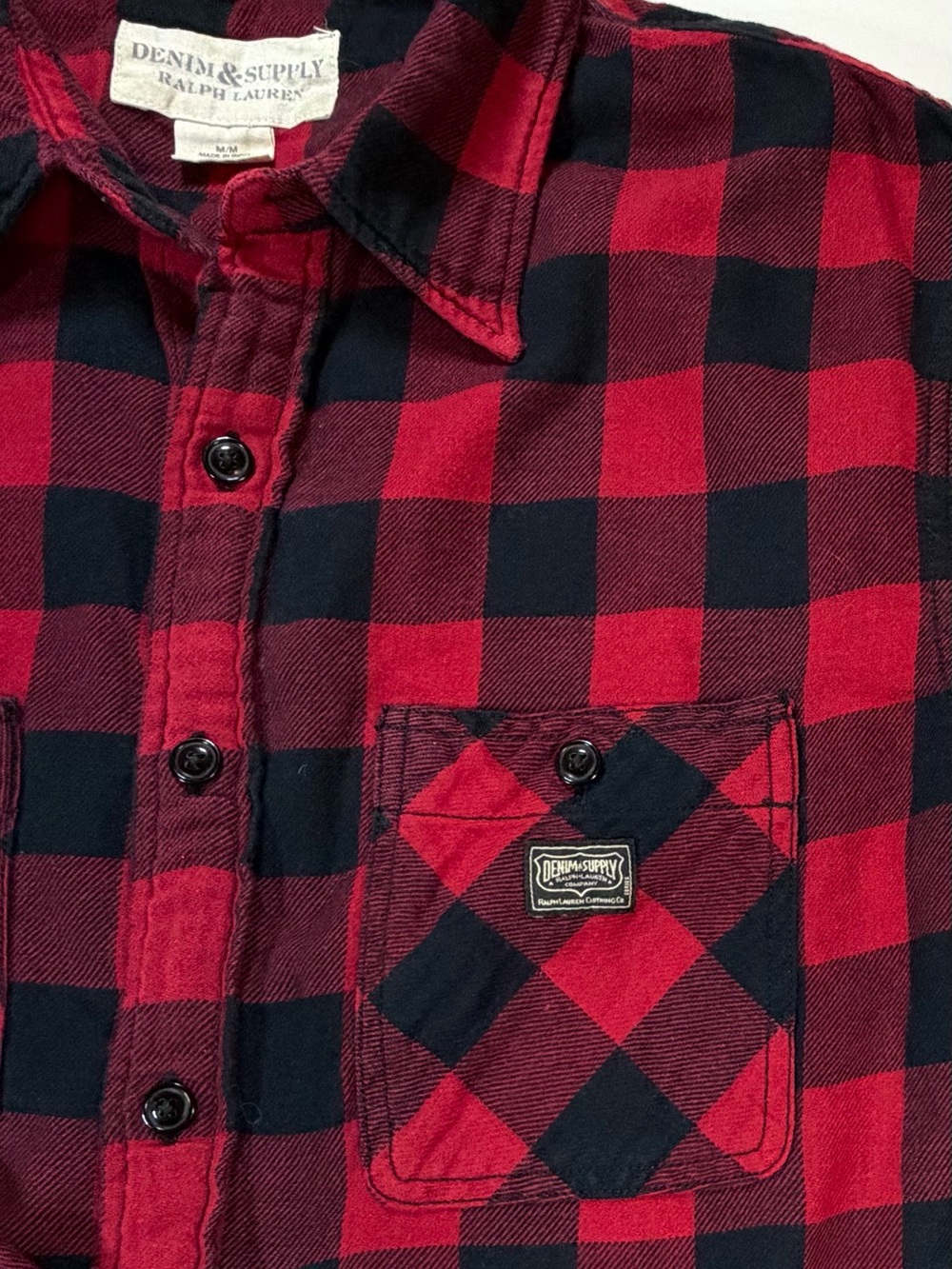 Ralph Lauren Denim & Supply men’s M Flannel Buffalo Plaid Long Sleeve Shirt - Picture 7 of 11